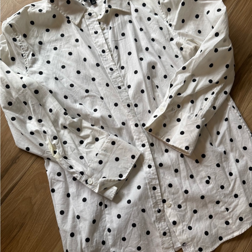Talbots White Blouse with Black Polka Dots size 4